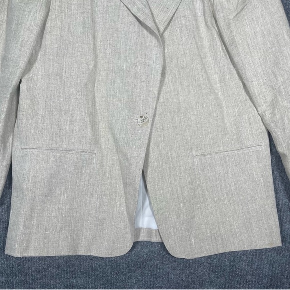 Character Womens 16 Beige 100% Pure Linen Blazer Business Spring Minimalist - Picture 2 of 11